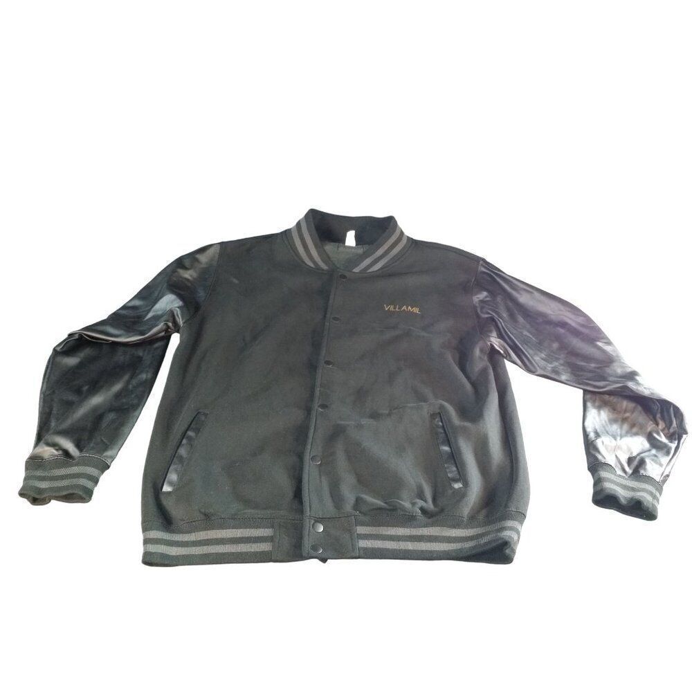 Thunder Basketball Varsity Jacket Men Sz XL Black Gray‎ Just Hoods Sportswear